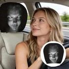 2pcs Ghost Face Headrest Covers scary Face Printing Auto Seat Universal Elastic