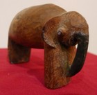Vintage Primitive Small Hand Carved Wooden Toy Elephant  5  L X 4 h