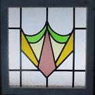 Pretty Geometric Old English Leaded Stained Glass Window 18 1 2  X 19 