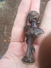 Antique Sealing Wax Seal Stamp Woman Bust Figure Metal Bronze Monogrammed