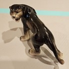 Vintage Mcm Stalking Black Panther Ceramic Figure
