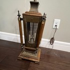 Vintage Midcentury Mcm Wood Lantern Cage Large Table Lamp Wood Metal