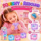 3pcs Ice Cube Squishy For Adults Kids Fidget Toys - Stress Pink Purple Blue