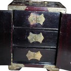 Vintage Chinese Rosewood Jewelry Box 3 Drawer Ornate Antique Asian Brass   Bone