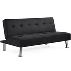 Alden 66  Modern Convertible Futon Sofa Bed With Usb - Black Design