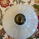 Ceiling Light Fixture Antique Brass Milk Glass Shade Vintage Hanging Parts