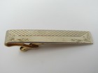 Vintage Tie Bar Clip Silver Tone Etched Floral Scroll Diamond Crosshatch Design