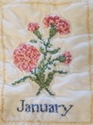 Completed Vtg 1992 Bucilla Flower Of The Month Cross Stitch Floral Sampler Quilt