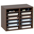 12 Compartment Wood Literature Organizer Adjustable File Display Rack Office New