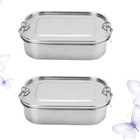  2 Pcs Stainless Steel Lunch Box Bento Snack Food Container Student Child