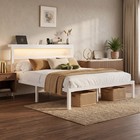 Queen king Size Metal Bed Frame With Storage Headboard  Charging Station And Led