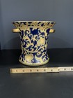 Antique Chinese Qianlong Porcelain Gilt Gold Navy Vase