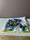 71 Vintage Glass Marbles In Vintage Skippy Peanut Butter Jar