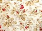 Antique 19th C French Floral Roses Foliage Fabric Cotton