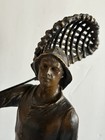 Antique French Spelter  Art Nouveau Sculpture Of Fisherman  Moreau  