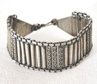 Vintage Tribal Silver Tone Panel Bracelet Afghan Middle Eastern Style Unmarked