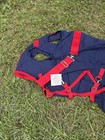 Bmb Dura-nylon Duck Sheet Hood  Horse Stable Blanket Hood Size L  Red Navy -nwt