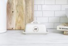 Stoneware Butter Dish With Cow Stamp And Farm-to-table Design  Rustic White