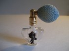 Vintage Tiny Miniature Glass Perfume Atomizer Bottle Applied Metal Angel Cherub