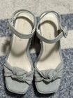 Altar   d State Women   s Platform Block Heel Ankle Strap Denim Floral Buckle Sz 6