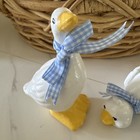Vintage 80 s Ceramic White Ducks Geese With Blue Ribbons Set Of 2 Cottagecore