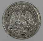 1875 Mo B  Mexico 25 Centavos Silver Coin Very Fine 