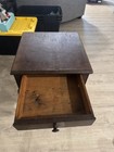 Antique Turned-leg Wood Side Table With Drawer   Curved Shelf