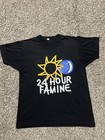 Vintage 80   s Single Stitch 24 Hour Famine Black T Shirt Size Large Rare Vtg