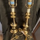 Vintage Hollywood Regency Pair Of Heavy Large Brass Table Lamps 19   