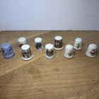 Christmas Themed Thimbles Vtg Lot Of 9 Santa Tree Winter Scenes Choir