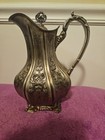 Antique Silver Plated English Water Pitcher With Ornate Handle And Claw Feet