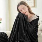 Fleece Blanket Black Throw Blankets For Couch   Bed  Luxury Plush Cozy Fuzzy Bla