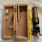 Antique French Brass Compound Microscope     Perry Mason Co  W  Case 