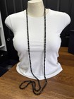 Antique Art Deco Black Czech Glass Faceted 72  Flapper Necklace