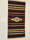 Vtg Mexican Saltillo Serape Runner Rug Blanket Textile Wool 39x18    Beautiful 
