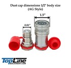1 2  Ag Style Dust Caps Cover Hydraulic Quick Coupler  6 Sets 