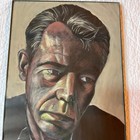 Mens Portrait Drawing Oil Pastel Hand Drawn Original Framed