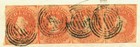 Chile 1860 dec 18 Columbus  5c Vermilion Sc  9d Used Vf Strip Of 4 On Santg  Cvr