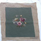 Vintage Green Floral Completed Needlepoint Petite Mixed Floral