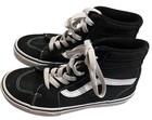 Vans Off The Wall Youth Size 2 High Top Sneaker Black   White Lace Up