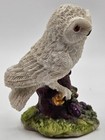 Vintage White Owl Small Resin Figurine Perched On A Tree Stump   3  From 1980