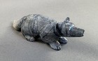 Vintage Zuni Picasso Marble Wolf Fetish With Turquoise Eyes By Nelson Yatsattie 