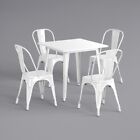 31 5   Square White Metal Restaurant Table Set With 4 Chairs For Outdoor Use
