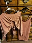 Good Times Usa Pink 2pc Knit Bodycon Set Cowl Neck Dress   Tie Long Sleeve Top S