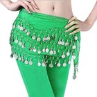 3 Rows Belly Dance Skirt Hip Scarf Belt Dancer Costume Silver Coin All Colour Us