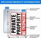 4 Pack Large No Trespassing Signs Private Property  10x7 Inch Rust Free Aluminum
