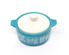 Butterprint Inspired Mini Ceramic Trinket Box 3 5    Turquoise Vintage Style