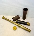 Antique Brass Spyglass Telescope Leather Grip   Original Case Maritime Nautical