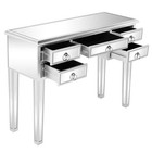 Sliver Console Mirrored Vanity Table With 5-drawer  31 In  H X 41 In  W X 15 In 