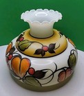 Vintage Large Hand Painted Milk Glass Lamp Shade For A Hurricane Style Lamp 